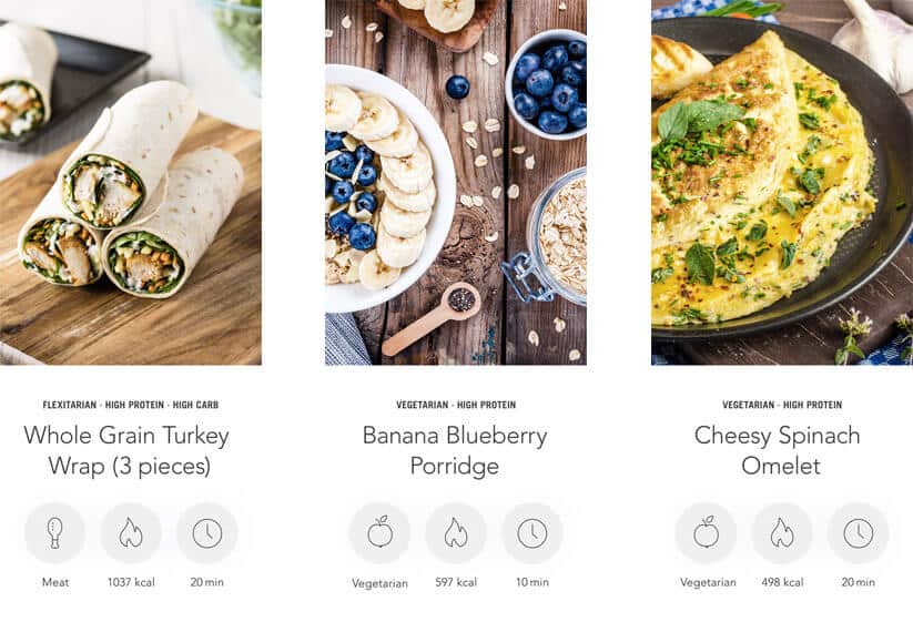 Three meal plan example recipes